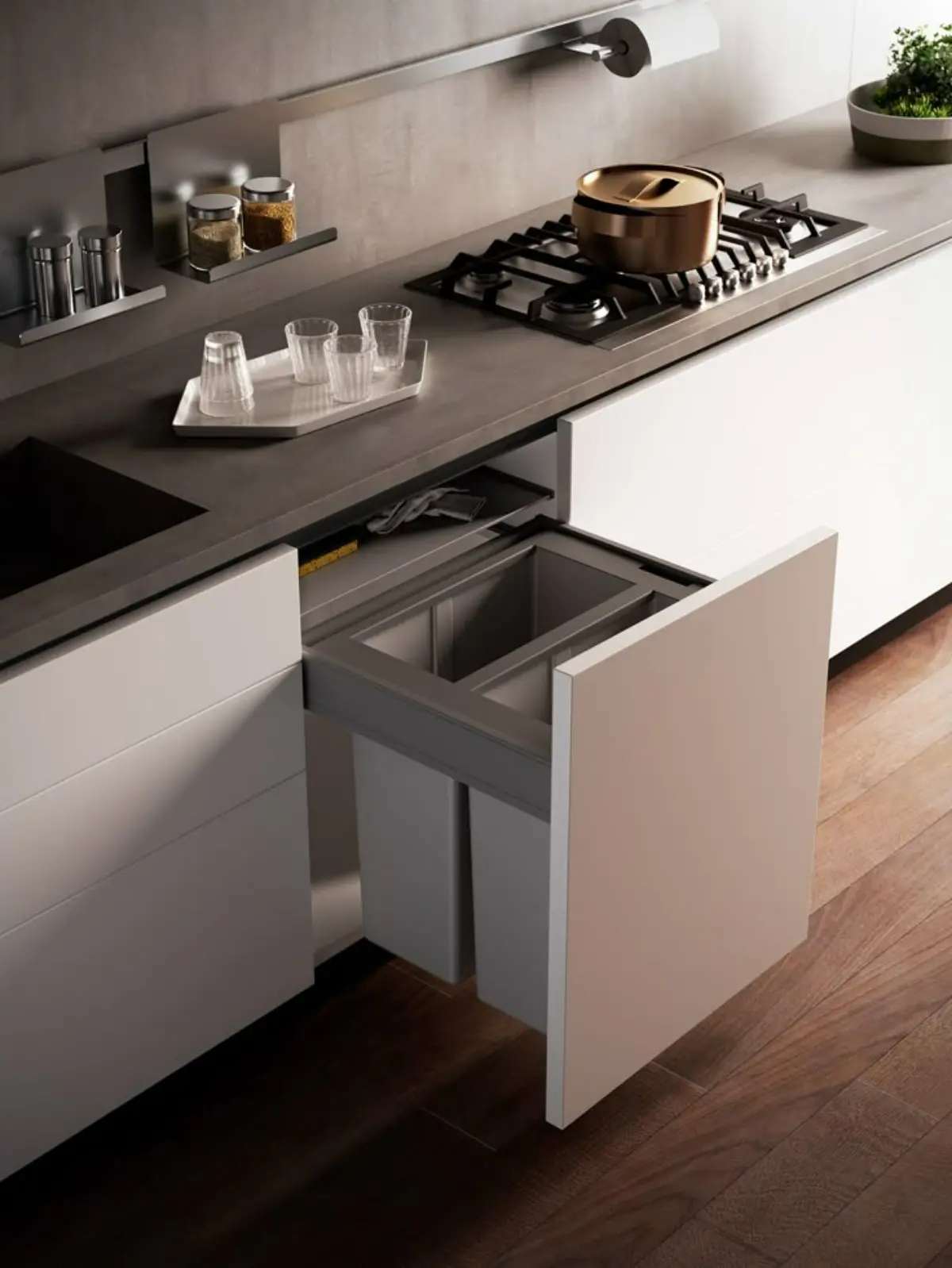 کابینت سطل زباله مدرن سفید