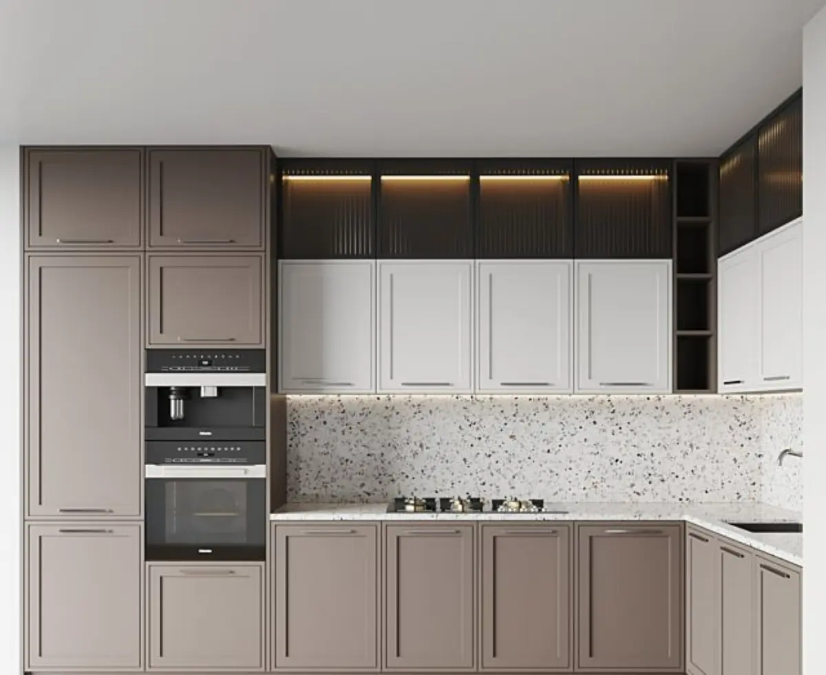 کابینت سفید بادمجونی نئوکلاسیک