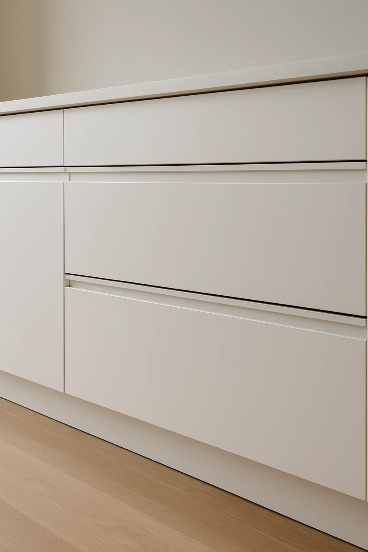 کابینت مدرن سفید بدون دستگیره