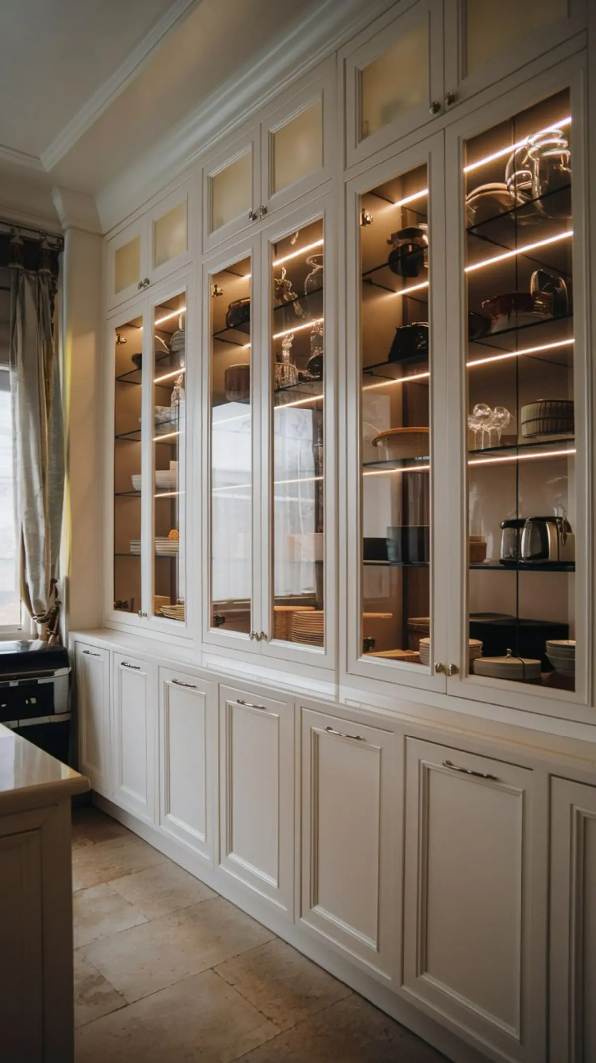 کابینت ویترینی نئوکلاسیک سفید