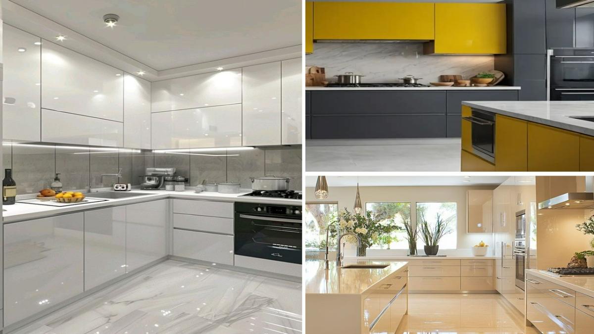 تصویر شاخص سه مدل کابینت هایگلاس سفید، زرد و طوسی و کرم