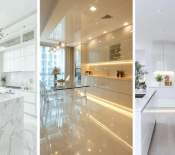 تصویر شاخص نمای کابینت هایگلاس AGT سفید و کرم