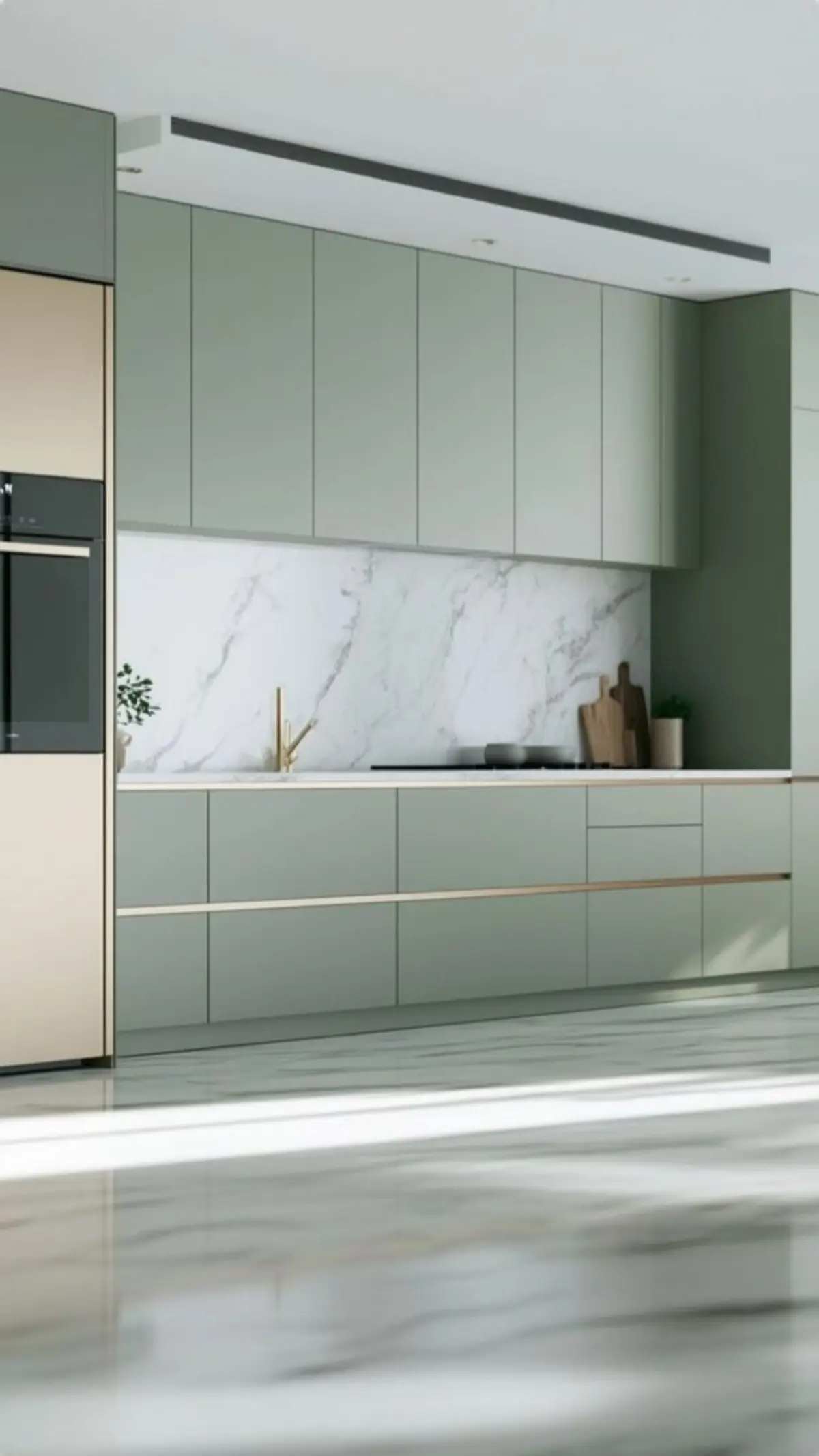 کابینت ام دی اف سبز مدرن بدون دستگیره