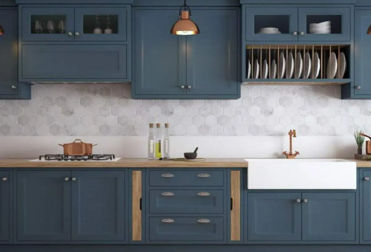 کابینت نئوکلاسیک آبی پلی اورتان