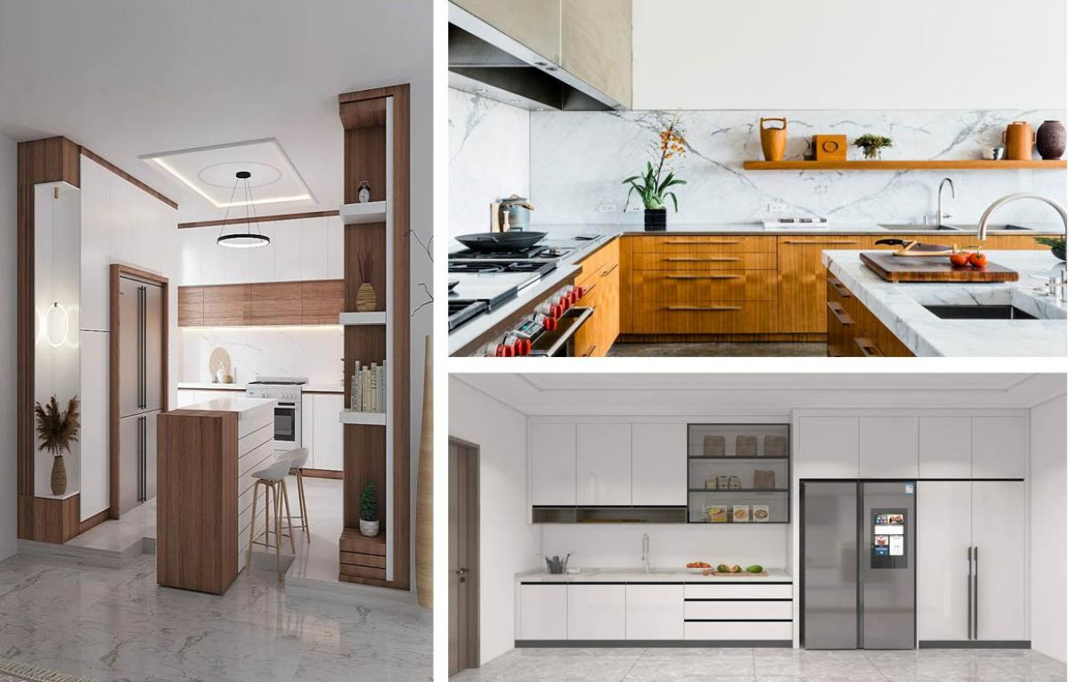 کابینت های ام دی اف طرح چوب و ساده سفید