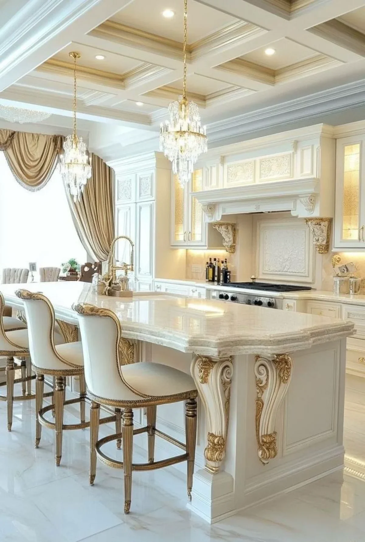 کابینت ممبران سلطنتی سفید با طرح های طلایی