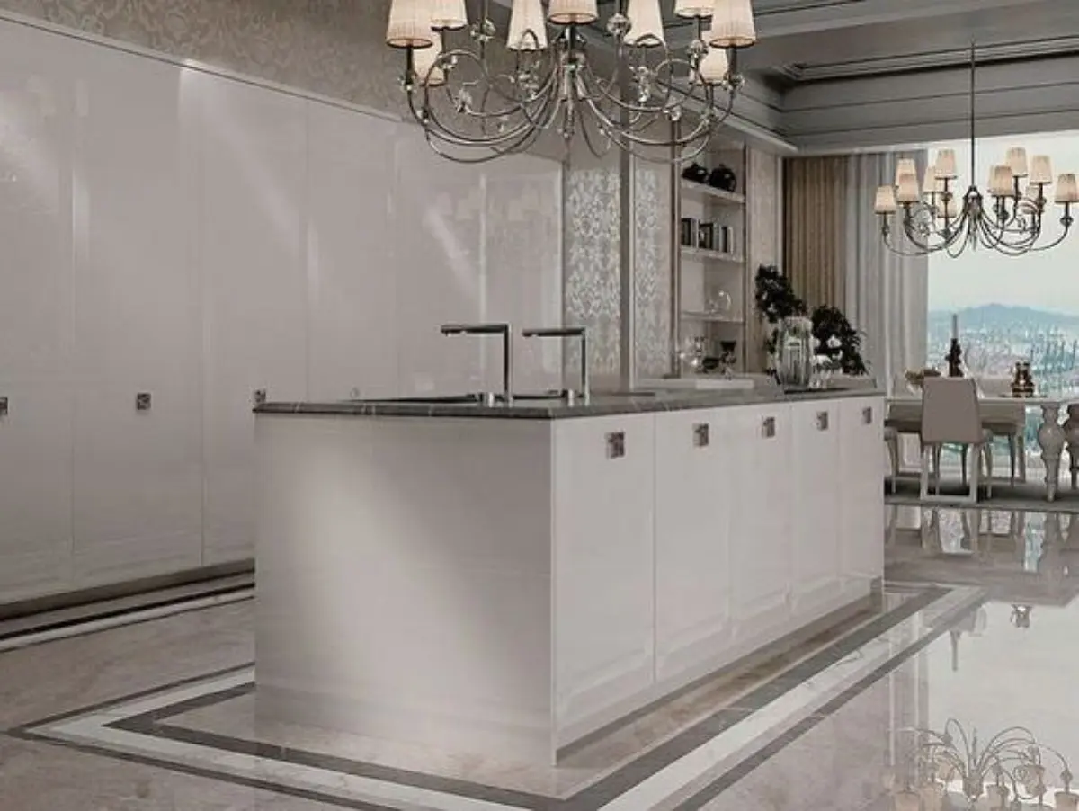 کابینت و جزیره پولیشی سفید براق