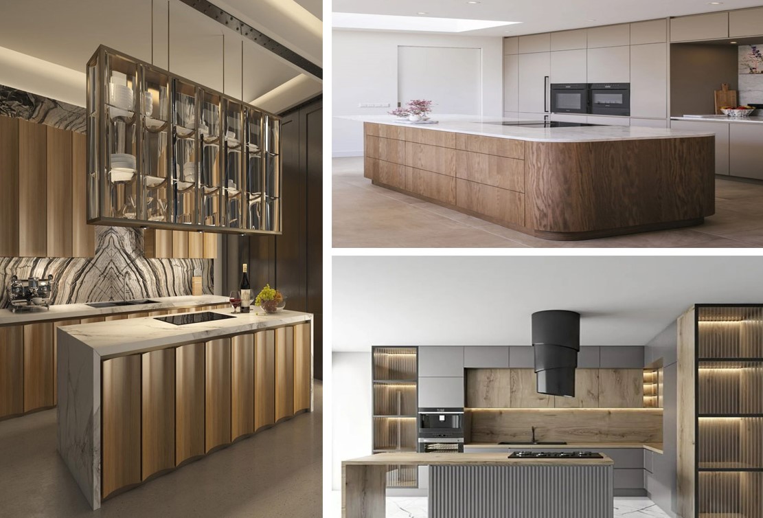 انواع جزیره کابینت مدرن با طرح چوب