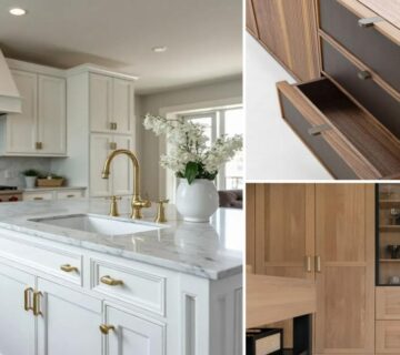 رنگ‌های متنوع کابینت روکش چوب، آشپزخانه با کابینت روکش چوب تیره، طرح‌های مخلف اجرا شده روی کابینت روکش چوب