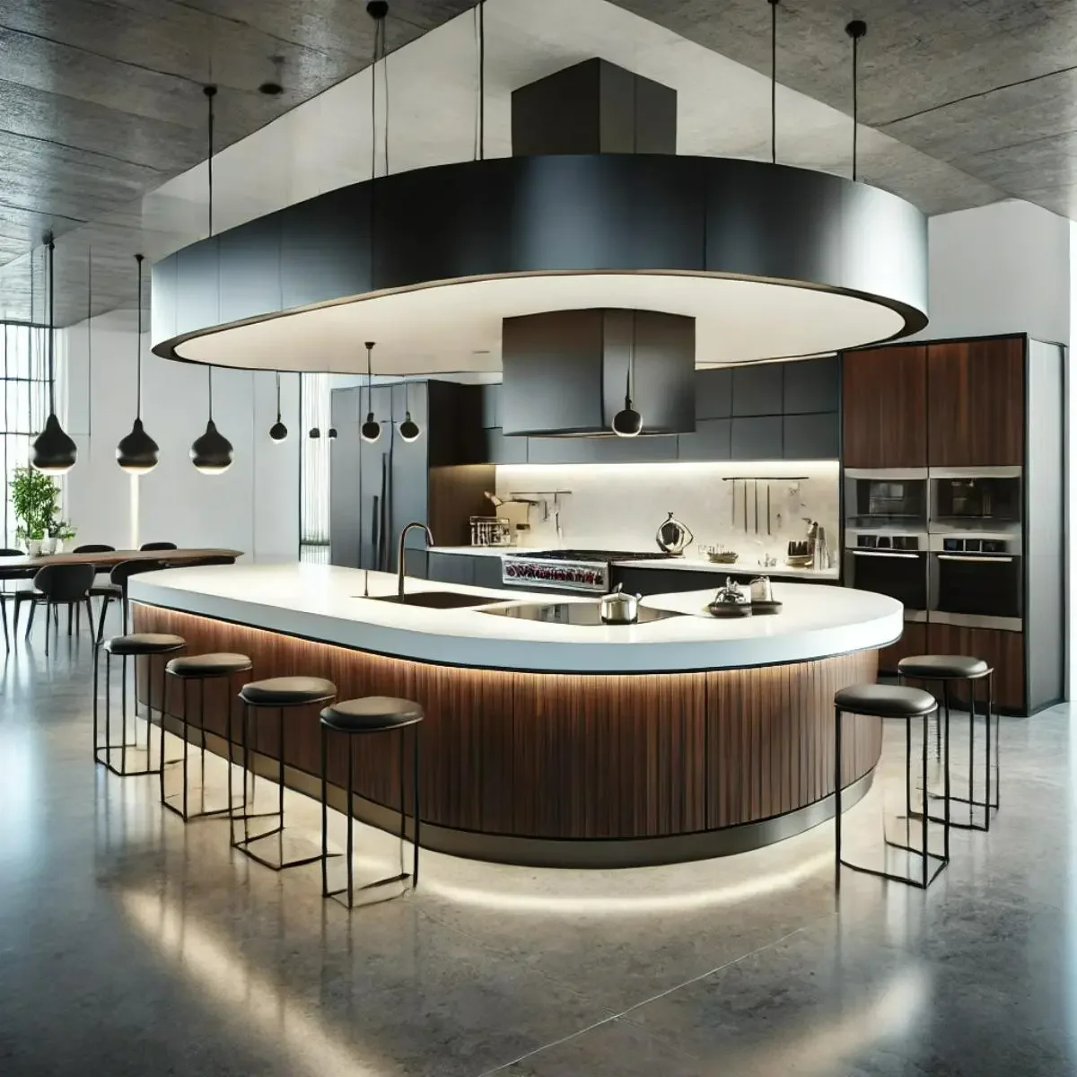 جزیره دوطرفه مدرن طرح چوب با نور پردازی