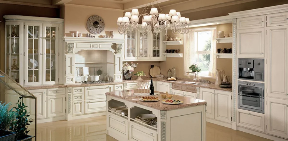 کابینت ممبران سلطنتی سفید با منبت کاری نقره ایی و دستگیره های نقره ایی