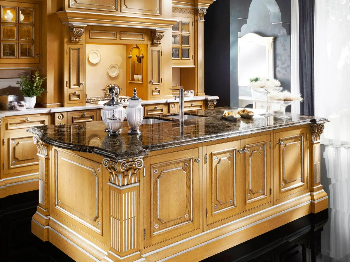 کابینت ممبران قهوه ایی با حاشیه سفید با دستگیره های ساده