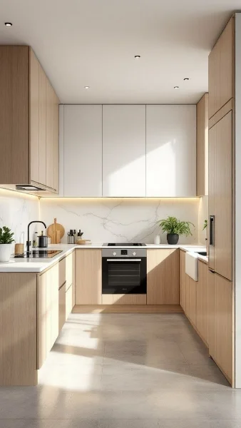 کابینت ام دی اف سفید قهوه‌ای تا سقف