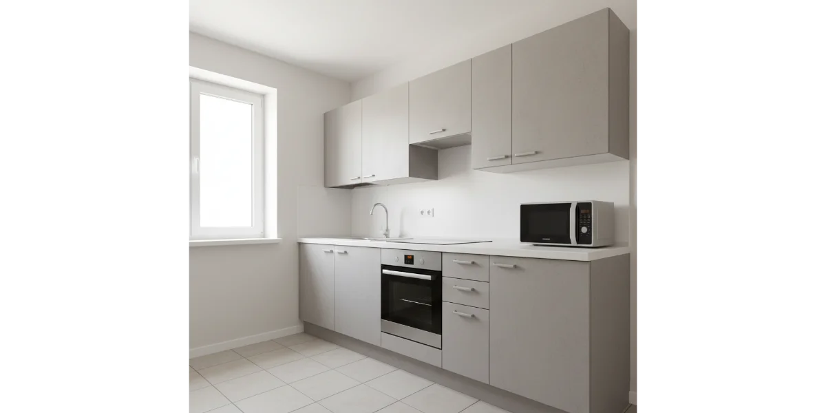 کابینت مدرن سفید با دستگیره خطی