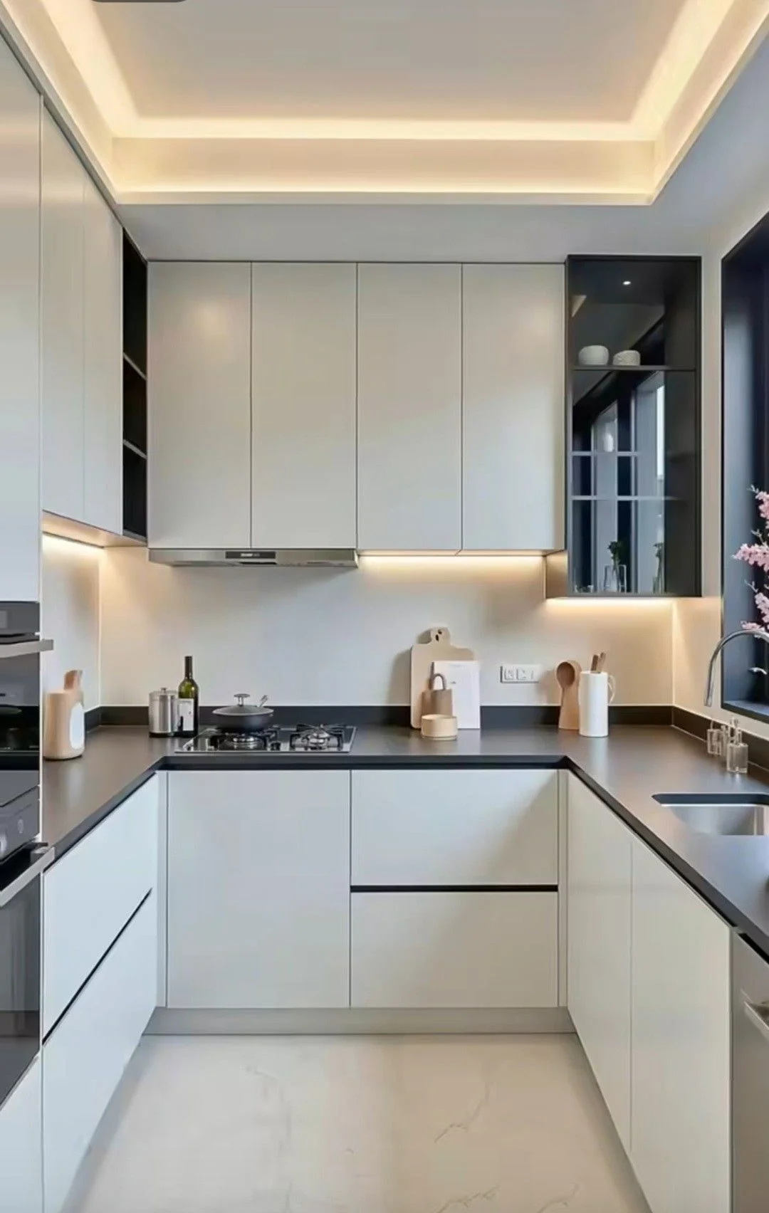 کابینت ام دی اف سفید با دستگیره مخفی