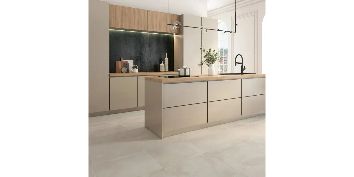 کابینت و جزیره مدرن کرم و طرح چوب