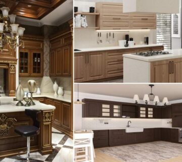 تصویر شاخص کابینت ممبران گردویی روشن و تیره در سبک کلاسیک و نئوکلاسیک