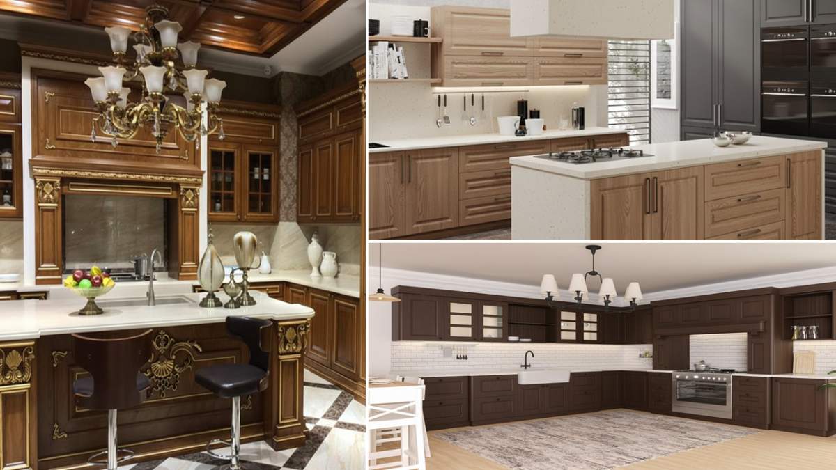 تصویر شاخص کابینت ممبران گردویی روشن و تیره در سبک کلاسیک و نئوکلاسیک