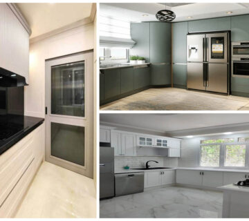 تصویر شاخص کابینت پولیشی سفید نئوکلاسیک و کابینت مدرن سبز