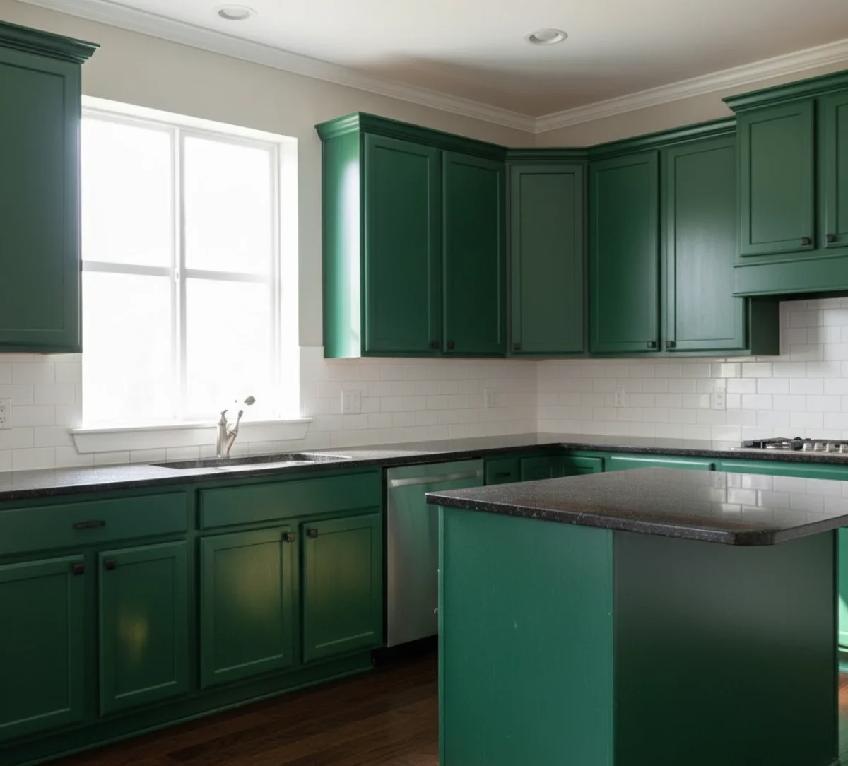 کابینت و جزیره ممبران نئوکلاسیک سبز