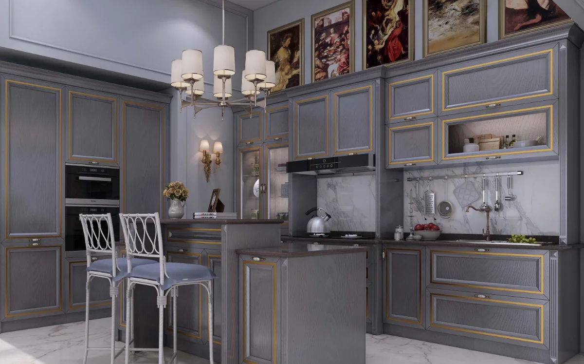 کابینت ممبران و جزیره ممبران نئوکلاسیک طوسی طلایی